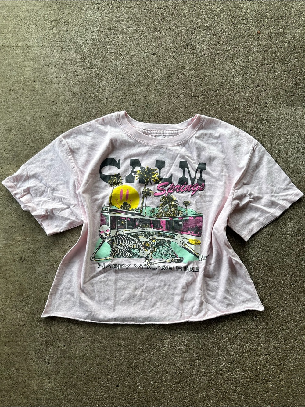 Gold Rush Calm Springs Pink Short Sleeve Crop Top Shirt